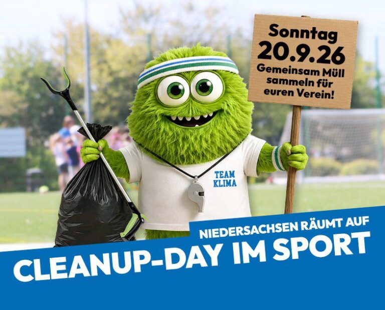 Werbeplakat Cleanup-Day im Sport.